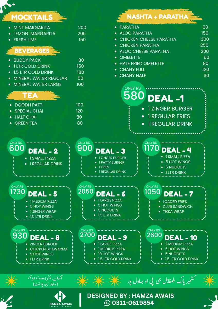 Café Forest Nook Menu